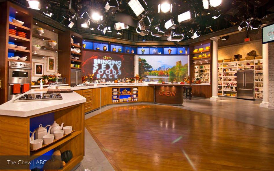 Broadcast set design for ABC's daytime series The Chew (2011), by Patrick Larsen.