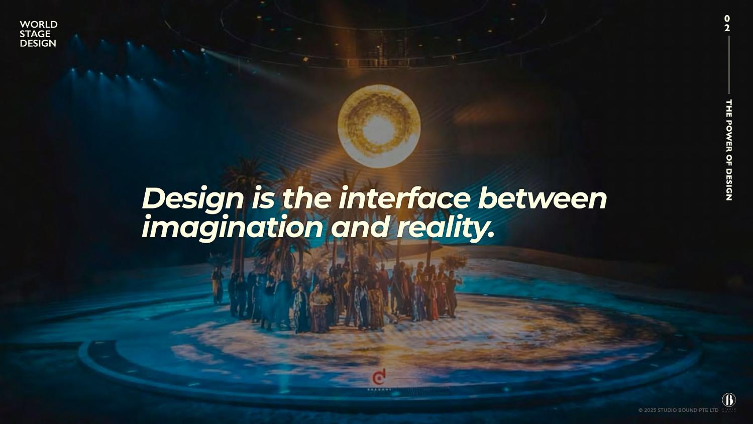 Keynote slide reading Design is the interface between imagination and reality.