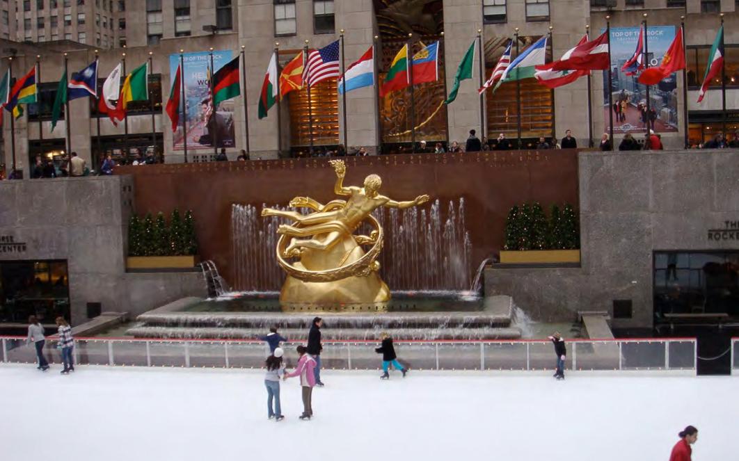 Rockefeller Center plaza converted to a working outdoor studio