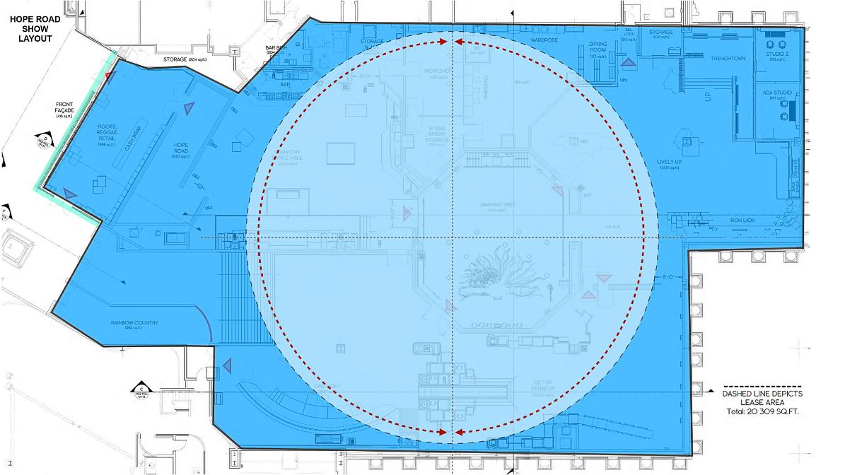 Hope Road show layout plan — seven-room immersive environment at Mandalay Bay, Las Vegas.